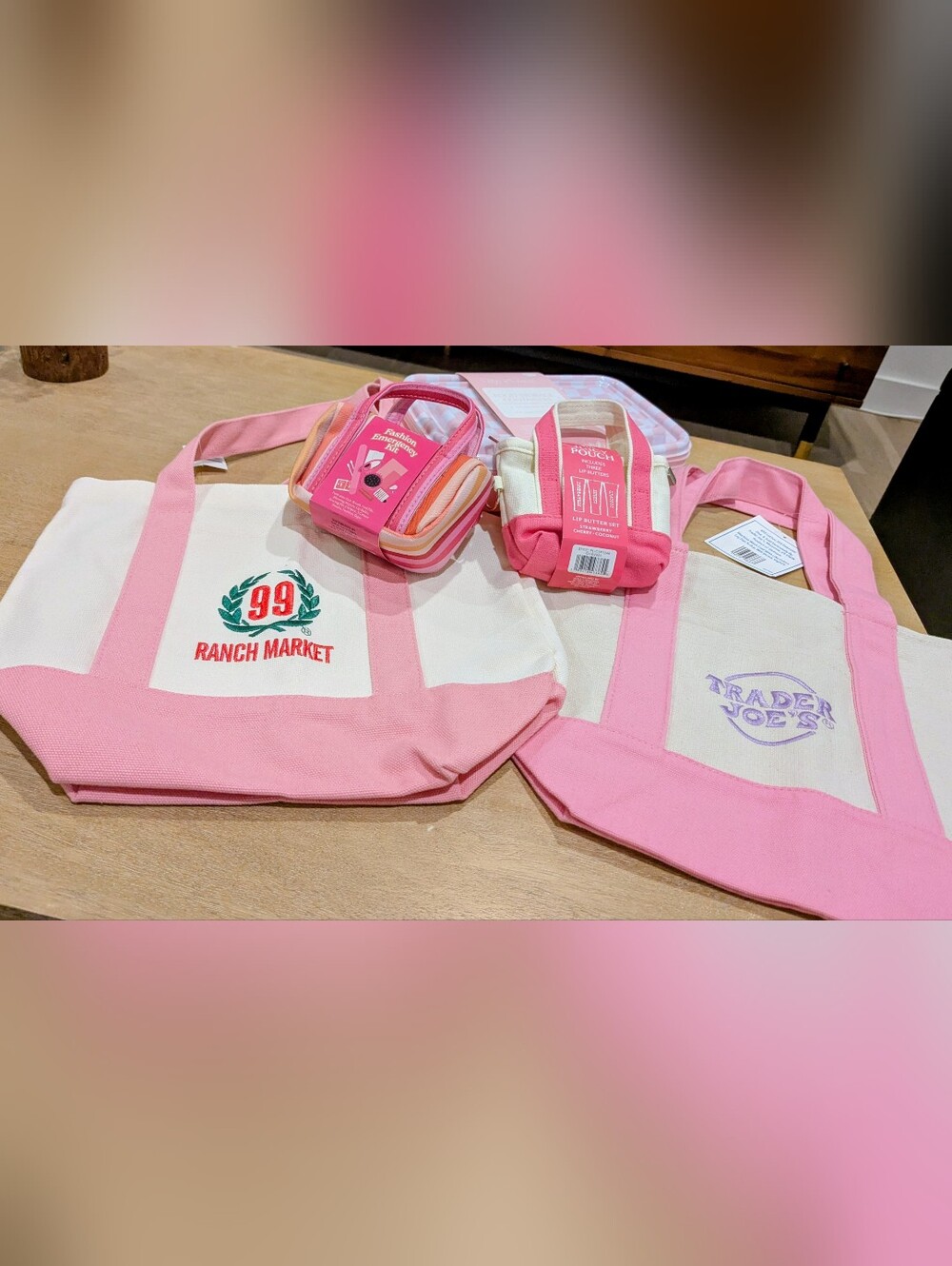 🩷Trader Joe's & 99 Ranch Market Mini Canvas Tote Bag Set🩷